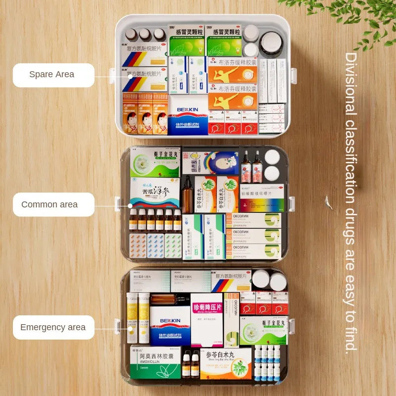 boîte médicaments transparente moderne réutilisable portable blanc beige