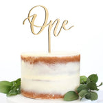 décoration gâteau bois lettre One ornement festif élégant pique anniversaire mariage baptême