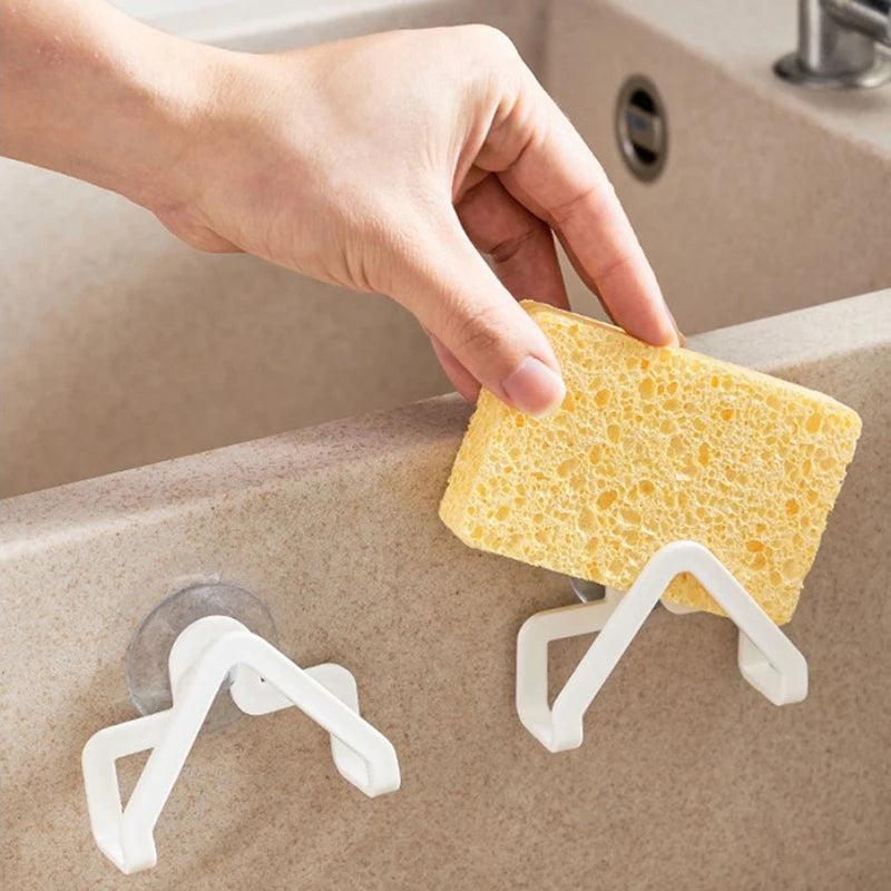 porte éponge support brosse récurer égouttoir rangement moderne minimaliste blanc jaune gris vert