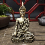 statue bouddha dorée détaillée classique traditionnel ornement feng shui maison artisanat résine