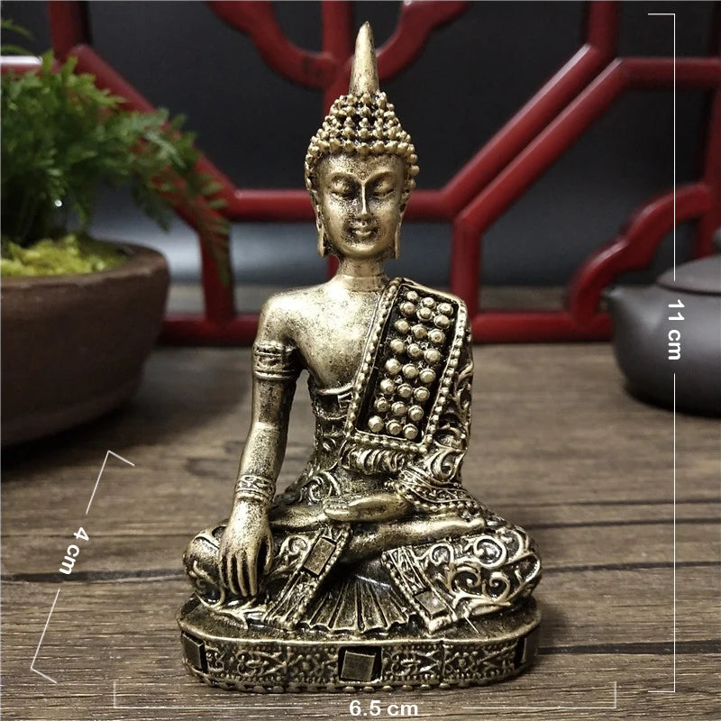 statue bouddha dorée détaillée classique traditionnel ornement feng shui maison artisanat résine