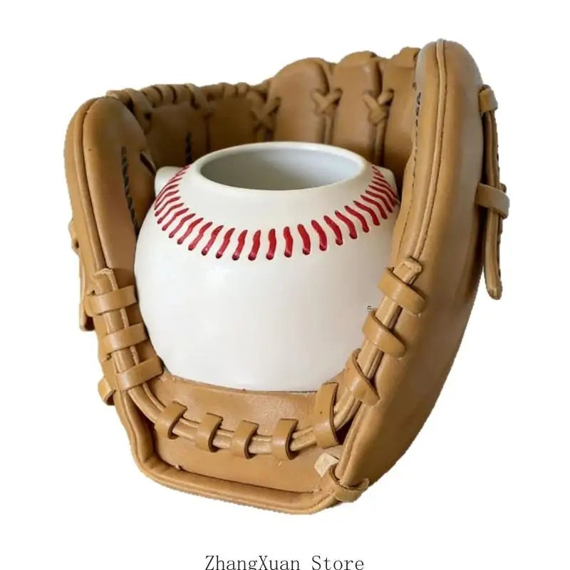 pot forme gant baseball marron clair rétro décoratif intérieur fleur artificielle
