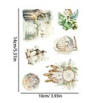 autocollants decoratifs boho chic motifs floraux cage oiseaux lanterne attrape reves feuillets opaques beige