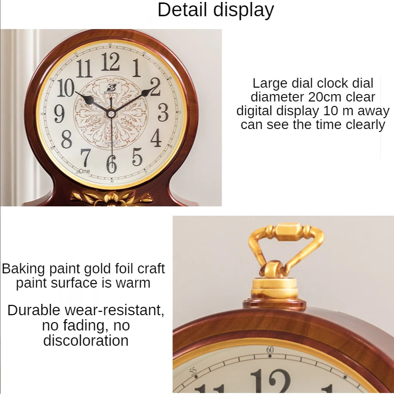 horloge table bois marron vintage aiguille quartz circulaire simple