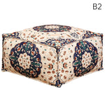 coussin sol orange bleu ethnique motifs floraux traditionnels carreaux coton polyester