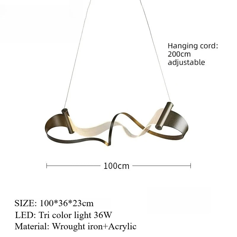 suspension lumineuse moderne blanc doré noir ondulé mat salon chambre