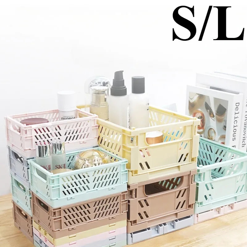 paniers rangement pliables moderne rose bleu beige vert cosmétiques papeterie étudiant