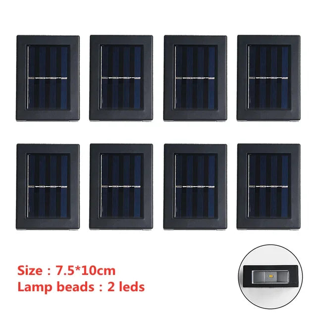 applique murale solaire moderne led noir cellules solaires bleues éclairage extérieur imperméable up down
