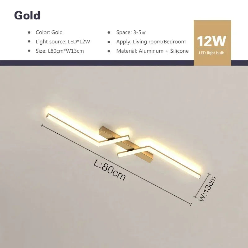 lampe moderne minimaliste noir blanc rectangulaire lisse 60cm 80cm 100cm 120cm led stepless dimming