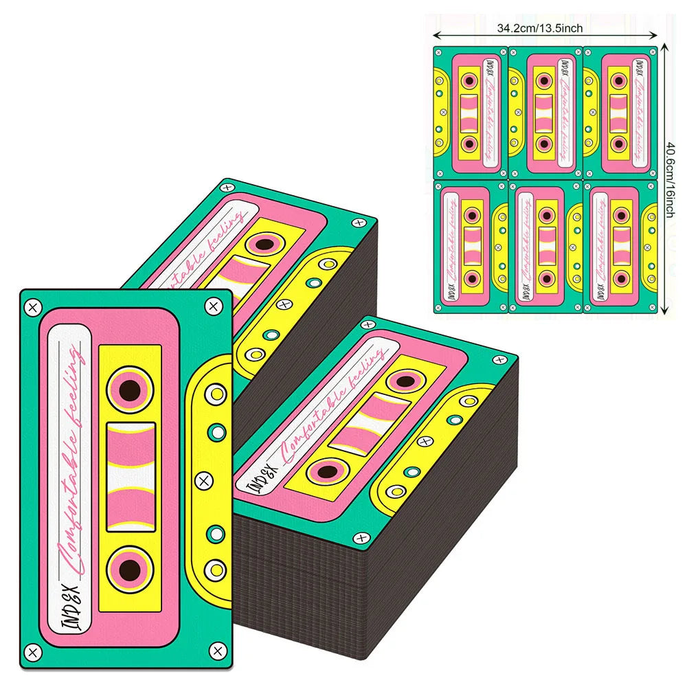 serviettes papier jetables vintage cassette audio rose vert anniversaire fête disco années 80 90