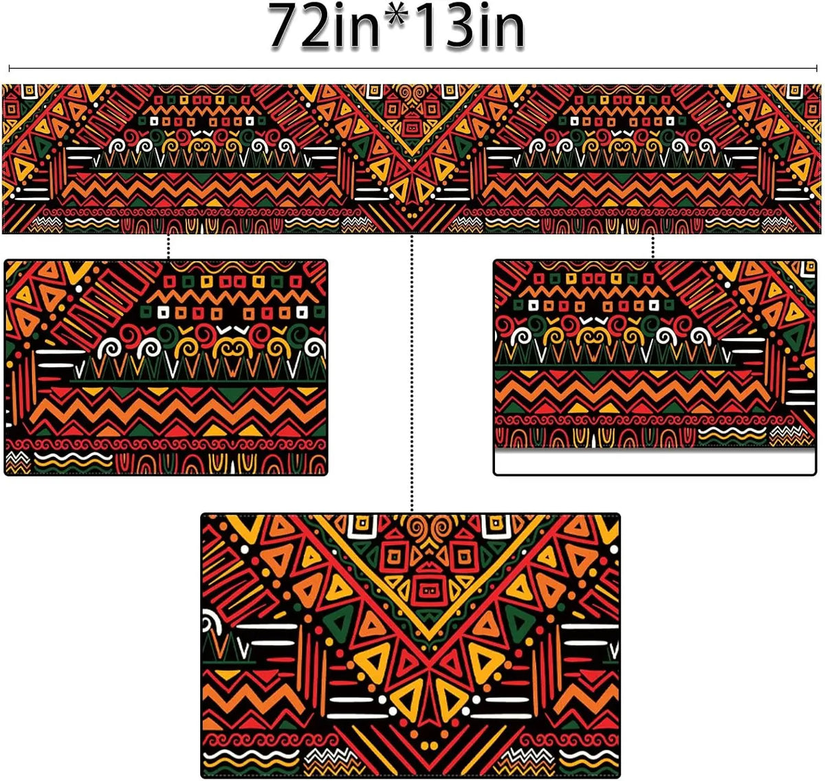 nappe lin géométrique africain noire rouge verte festive décoration intérieure moderne ethniqueversible