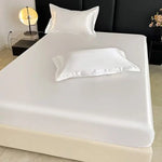 drap housse élastique satiné matelas double lit simple coton moderne couleur unie élégante