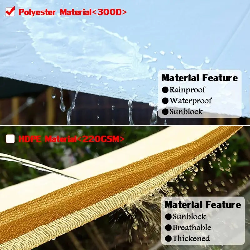 Voile d'ombrage beige déployée sur un patio