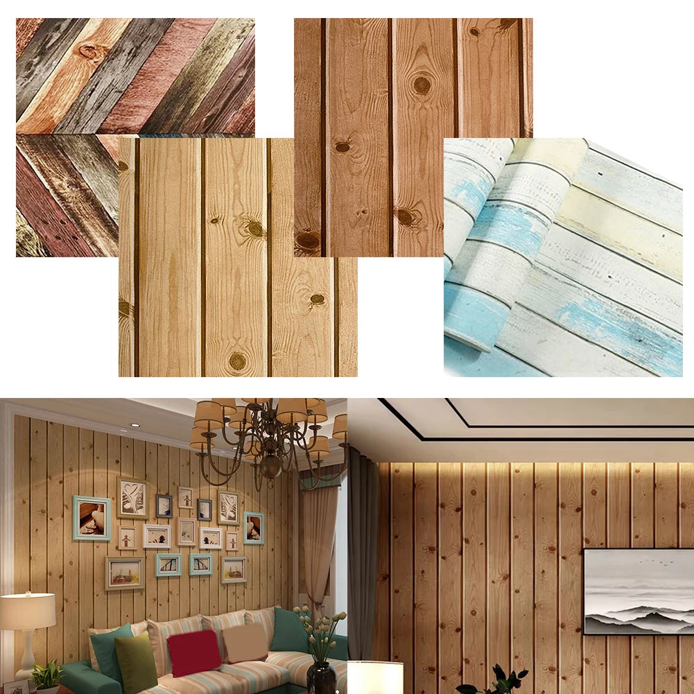 papier peint effet bois imitation planches rustique vintage scandinave bleu marron beige
