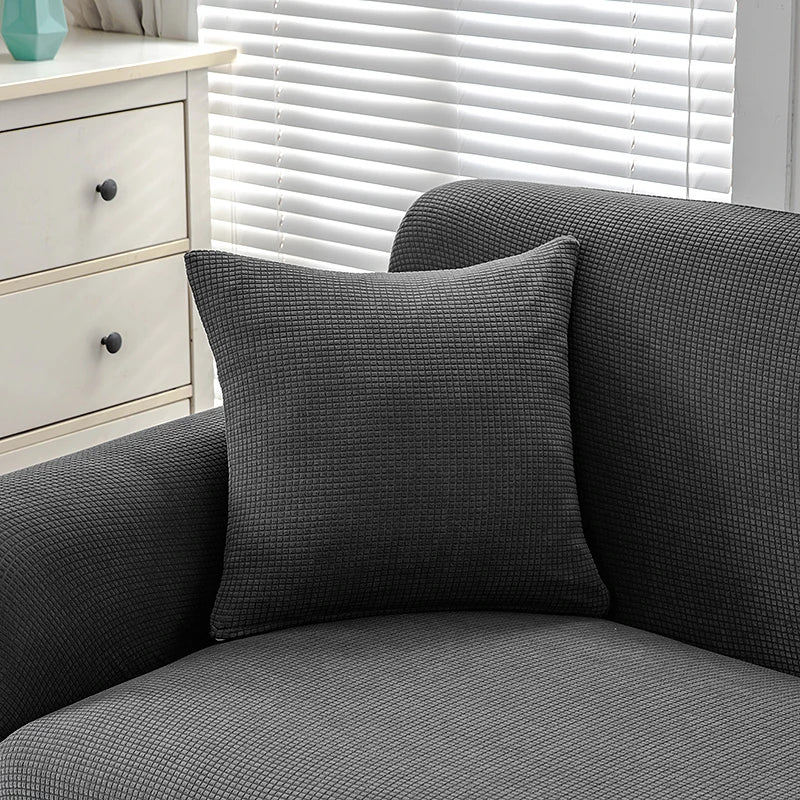 housse coussin imperméable polyester 45x45cm plaid carré moderne vert menthe gris blanc
