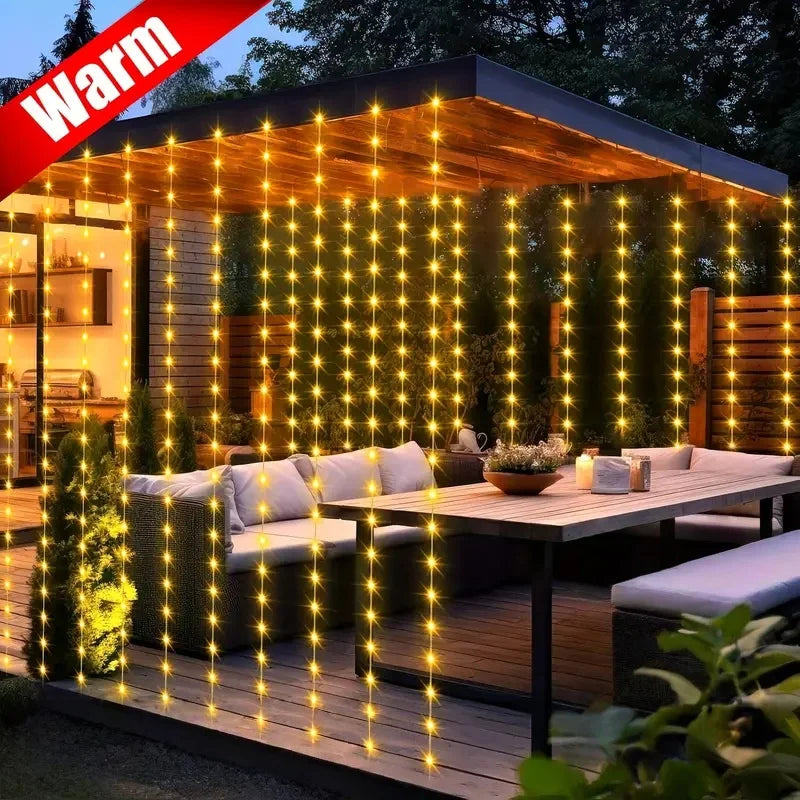 rideau lumineux led blanc multicolore moderne clips fixation modes éclairageextérieur ip55