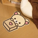 tapis décoration kawaii ours mignon pelucheux antidérapant intérieur maison salle bain chambre entrée