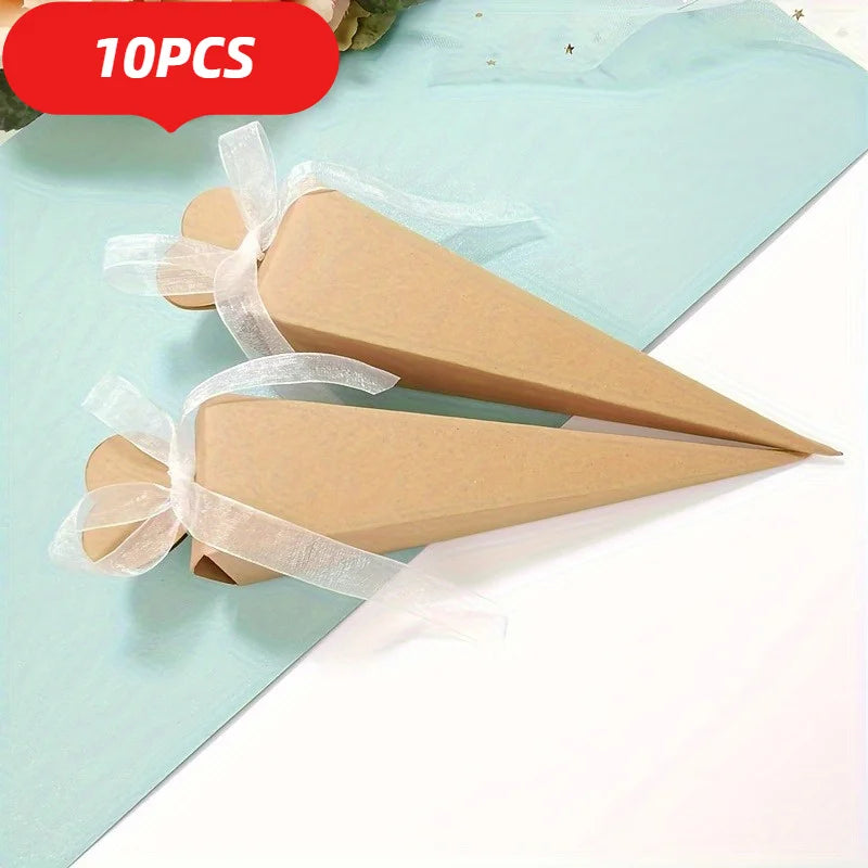 boîtes dragées marron blanc jaune rouge papier kraft satiné classique vintage adhésif ruban coeur