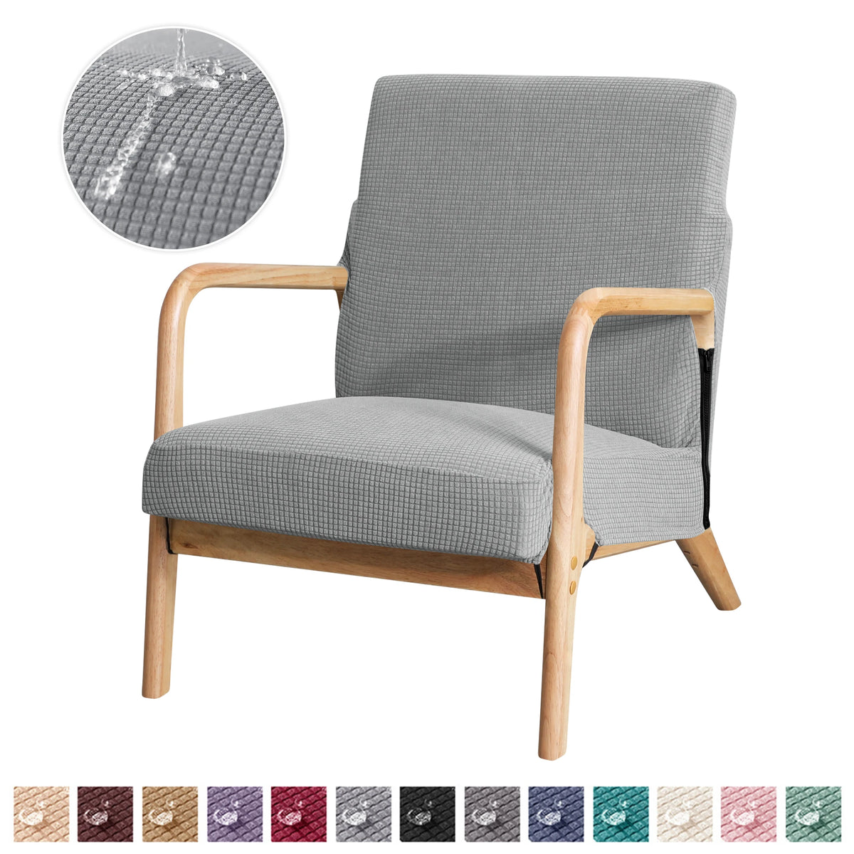 housses fauteuil moderne gris carreaux stretch résistante eau fermeture éclair décoration maison simple