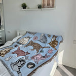 tapis vintage artisanal chats feuilles animaux portable printemps automne maison camping pique nique