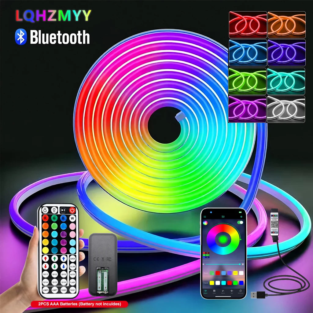 ruban led multicolore adhésif télécommande bluetooth application contrôle moderne lumineux découpable usb rechargeable
