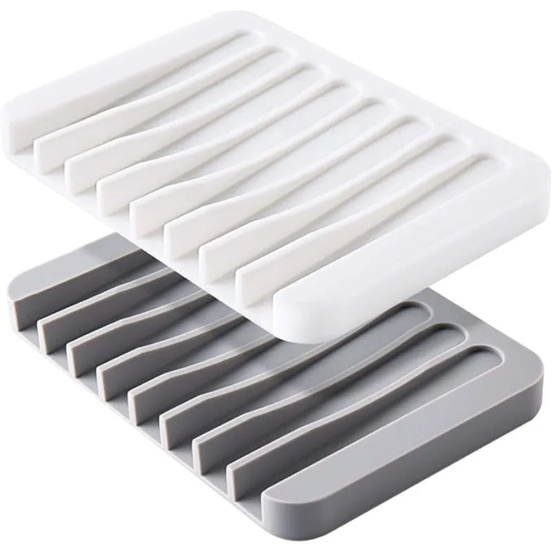 support savon silicone blanc gris rayures moderne facile nettoyer douche salle bain