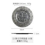 assiettes modernes élégantes mosaïque coquillages strass dorés blanc beige gris doré cuisine
