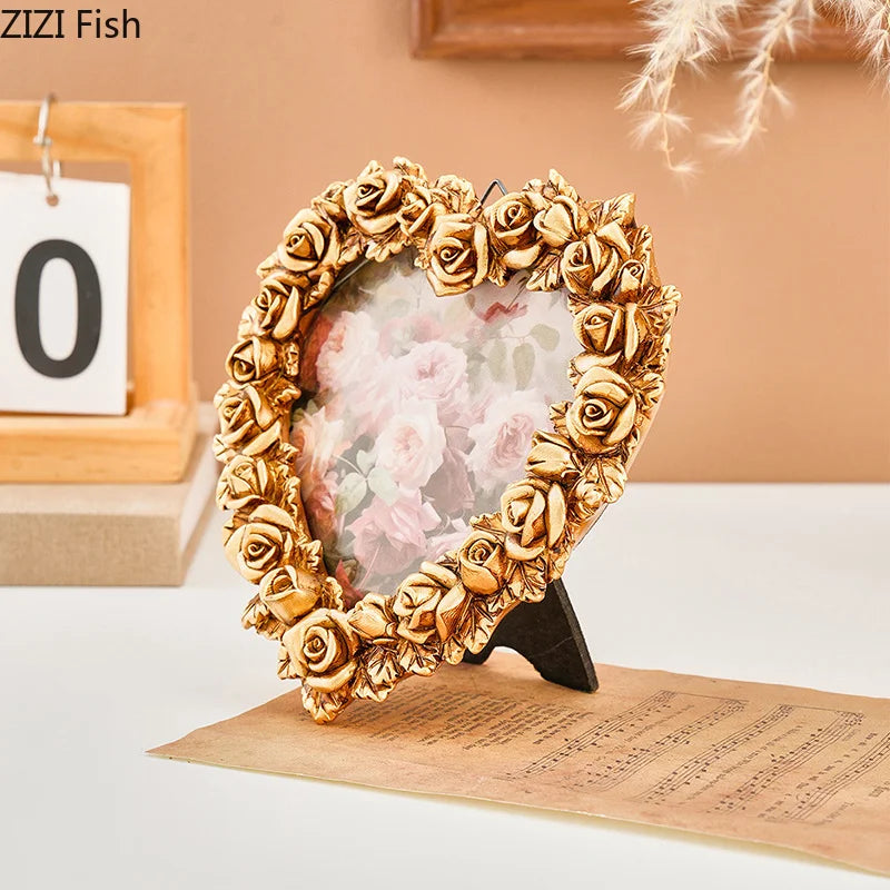 cadre photo or rose relief romantique décoration chambre transparent