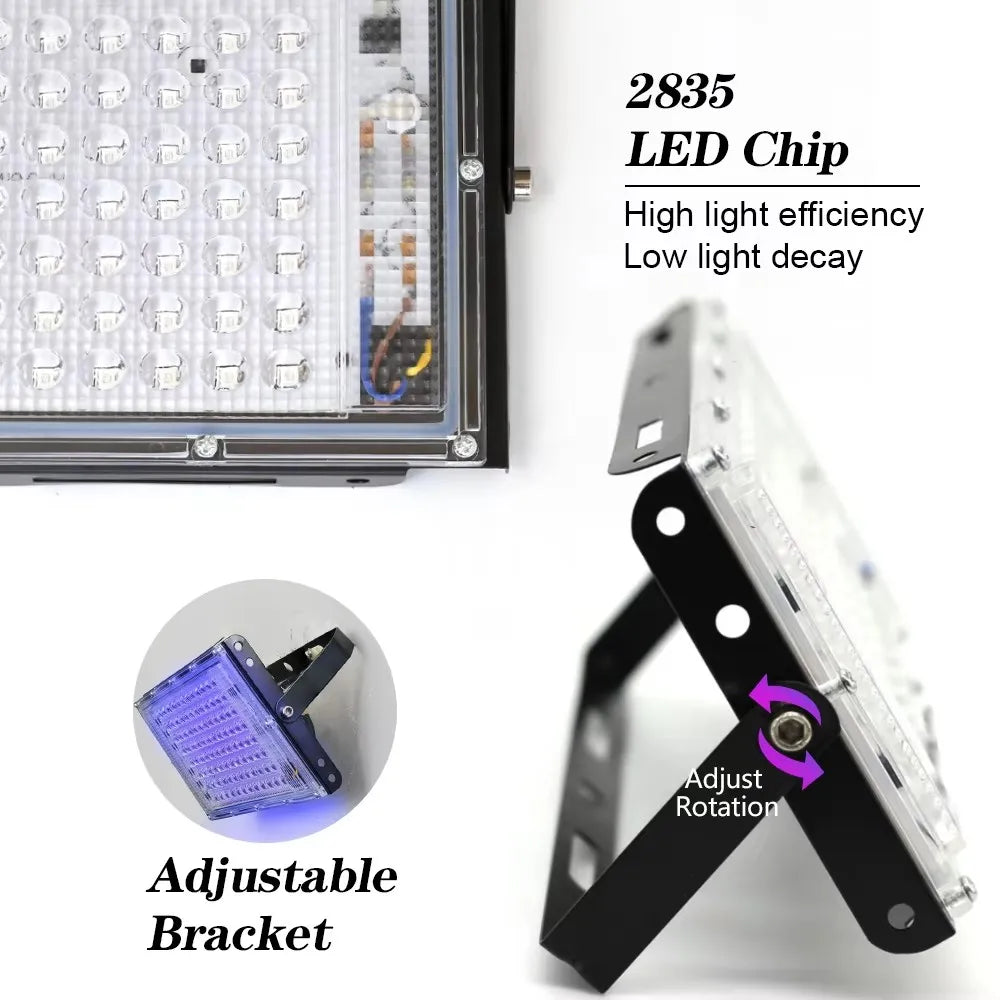 lampe uv led 100w bleu moderne câble alimentation interrupteur led chip 2835