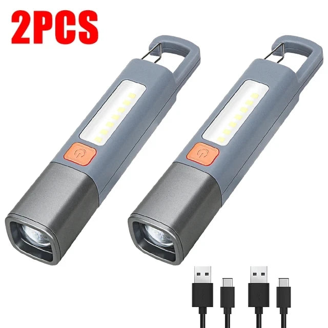 lampe torche gris rechargeable lumiere intense ip68 étanche réglable camping