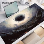 tapis souris noir illustration artistique nuages oiseaux paysage contemporain souris clavier ordinateur