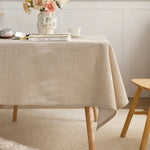 nappe rectangulaire beige texture lin lavable anti taches table manger moderne rustique