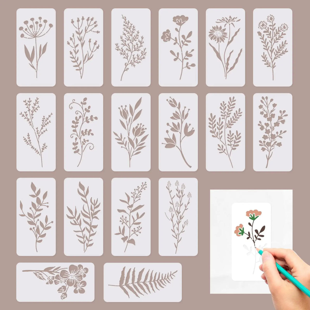gabarits peinture fleurs feuilles papillons graphiques diy crafts blanc noir vert orange rose bruns