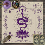 tapis mandala serpent floral occulte noir blanc violet vert or