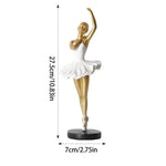 statue danseuse robe ballet posture classique or argent blanc moderne base plate
