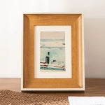 cadre photo aquarelle artiste bois naturel blanc famille décoration intérieur mariage