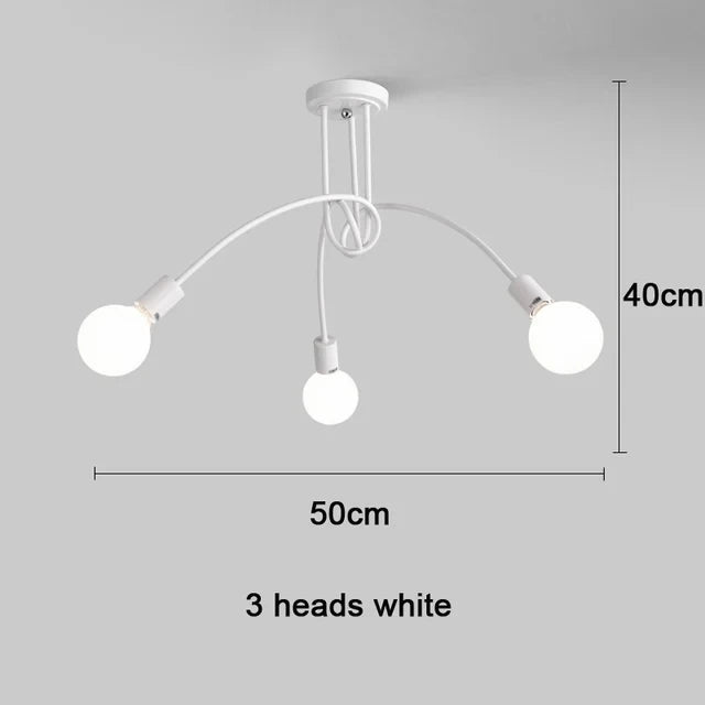 lustre moderne noir blanc doré branches métal ampoules led crochets chambre salon