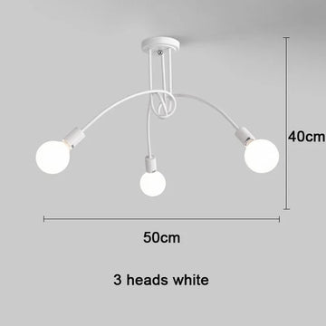 lustre moderne noir blanc doré branches métal ampoules led crochets chambre salon