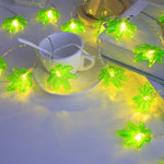 guirlande lumineuse feuilles vertes led 10 diodes 3m batterie anniversaire décoration chambre