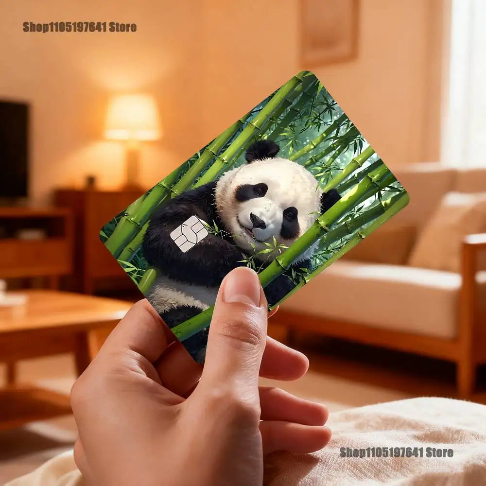 cartes postales panda illustration mignonne verte blanche noire bébé panda bambou fleurs textes pandas