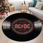 tapis rond acdc logo noir floral moderne facile nettoyer 80x80cm chambre salonhôtel