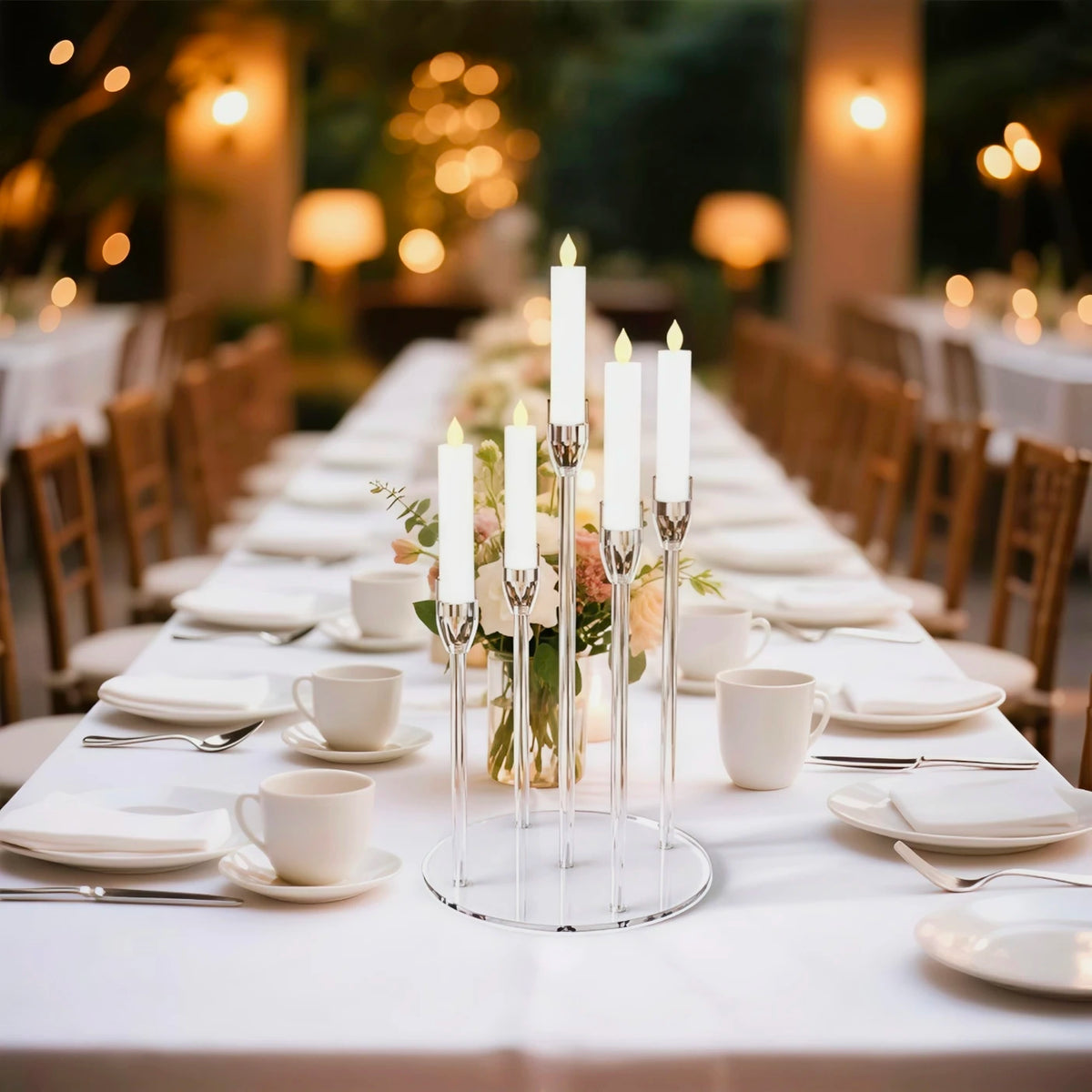 bougeoir moderne transparent bras bougies led mariage décoration table centro