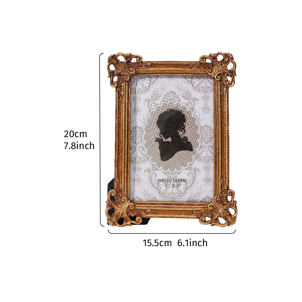 cadre photo or baroque ornements floraux classique moderne rectangle mural gravé