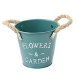 seau vintage rouge noir bleu FLOWERS GARDEN blanc pot fleur jardin