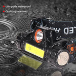 lampe frontale led rechargeable bande élastique réglable q5 cob aimant orange noir travaux camping