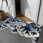 tapis polyester antidérapant halloween bleu blanc moderne ondulations salon intérieur extérieur