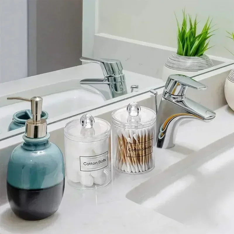 boîtes rangement coton tige bouchons cosmétiques transparentes réutilisables multifonction modernes minimalistes voyage