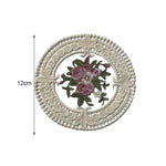 serviettes table brodées fleurs dentelées beige rose vert traditionnelles 12cm respectueuses environnement