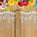 ruban dentelle blanc notes musicales fleurs bordure ajourée classique romantique polyester coton 14cm 5mètres