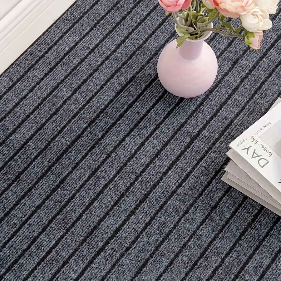 tapis pvc adhésif moderne gris rouge nervures argentées 300cm 40cm